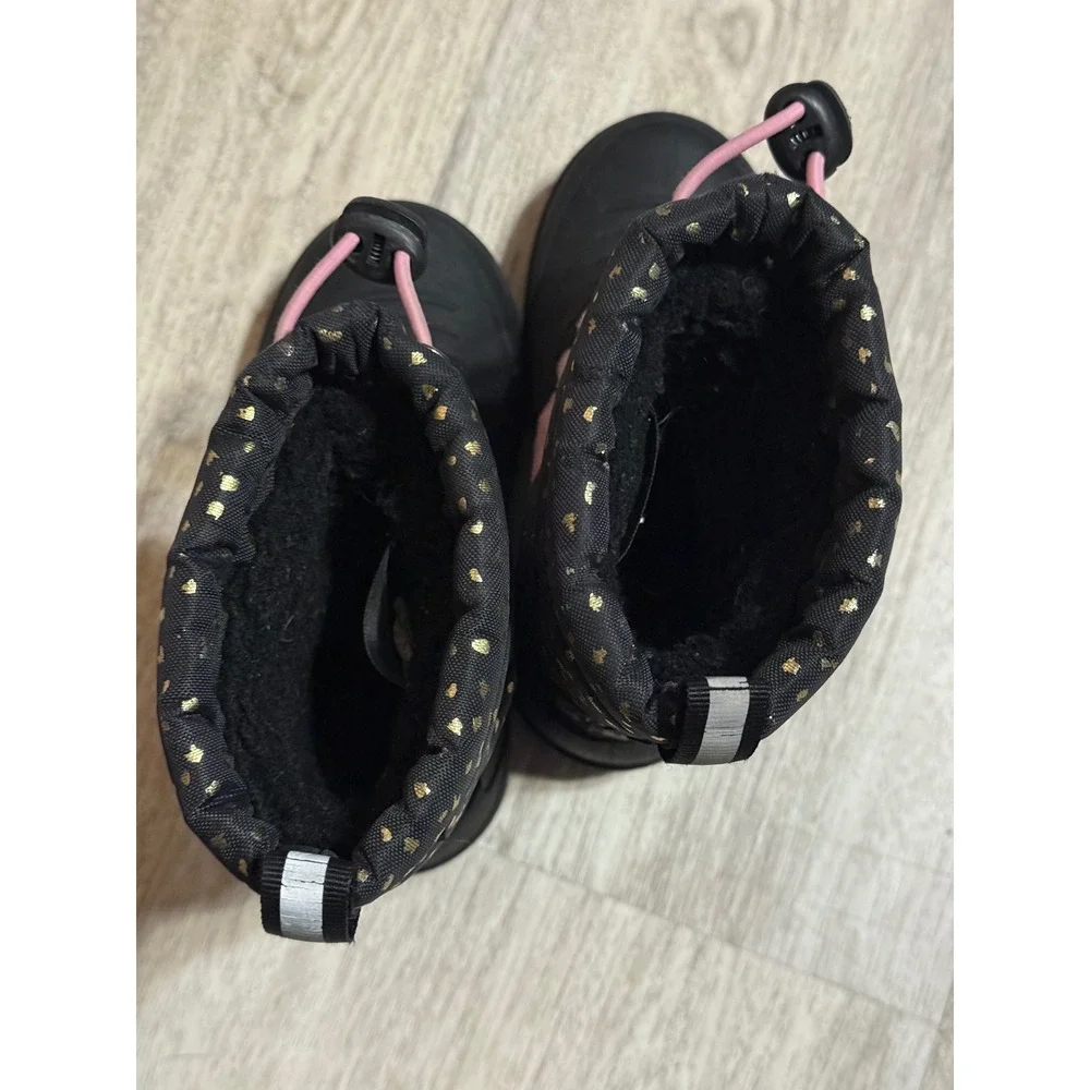 Northside Kids Black Gold Star Waterproof Winter Snow Boots‎ Size 8